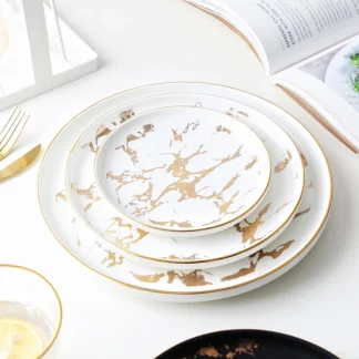 Marble Pattern Round Dish Set